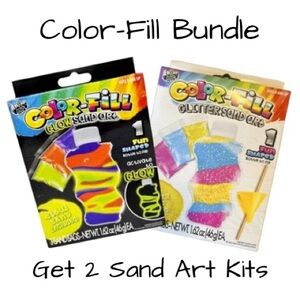 2 Pack Color-Fill Bundle 1 Glow Sand Art Kit + 1 Glitter Sand Art Kit